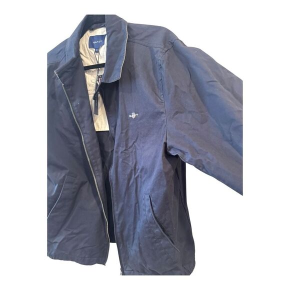 GANT Jacket Mens Medium Evening Blue Cotton Windcheater Coat Full Zip Logo M - Picture 2 of 10